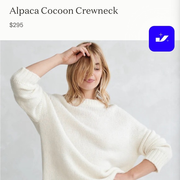 Jenni Kayne Cozy Alpaca Crewneck Sweater - Cream, Size Small - Picture 2 of 5